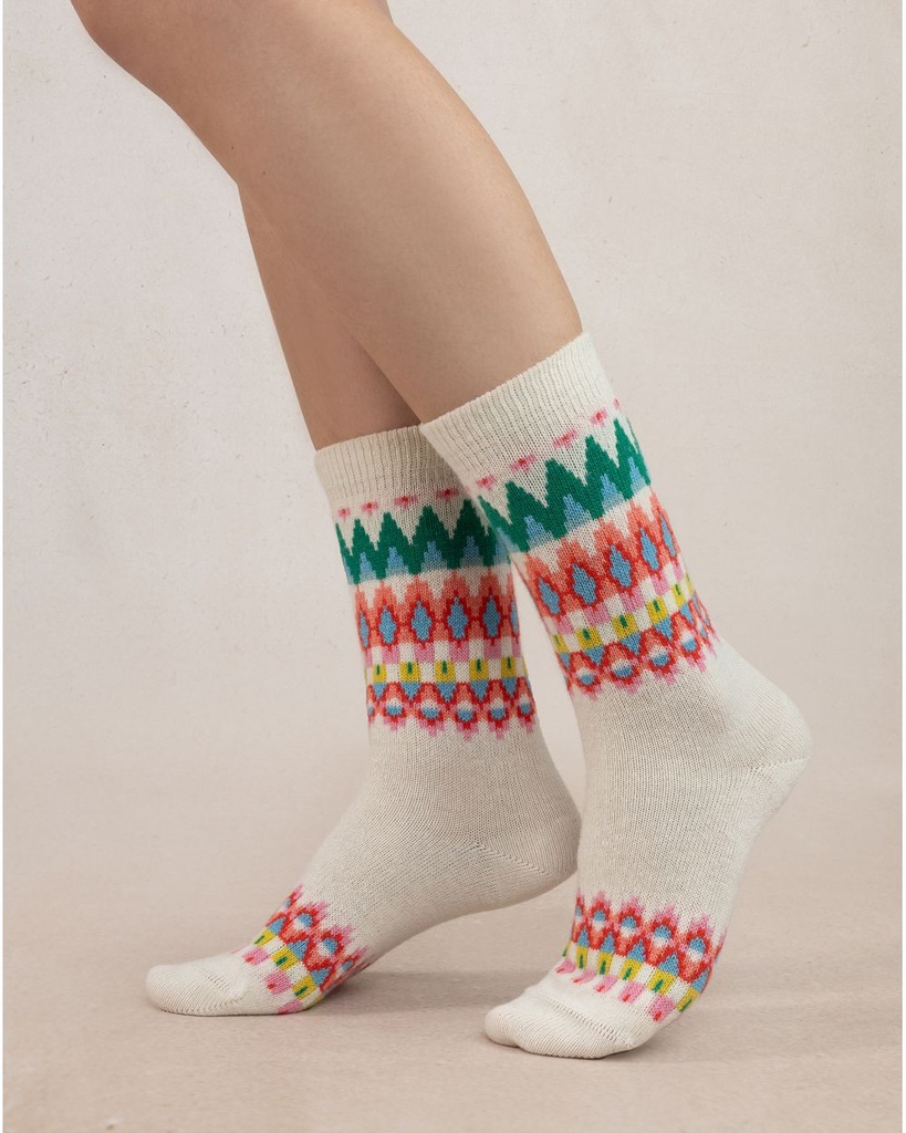Chaussettes dame BLEU FORET "Laine & Cachemire" FBU6489 - Ecru M2B