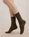 Chaussettes dame bord roulé BLEU FORET "Laine Fine" FBU6700 - Loden EV4