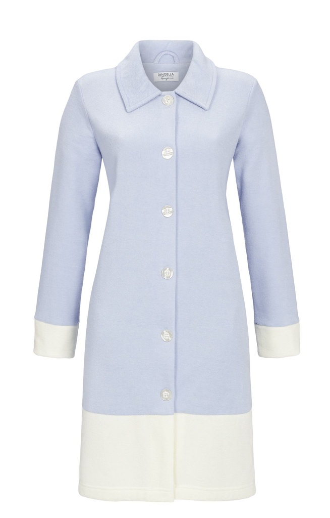 Peignoir dame polaire avec boutons RINGELLA "Partenaire de bien-être" 4564713 - Bleu Ecru 920