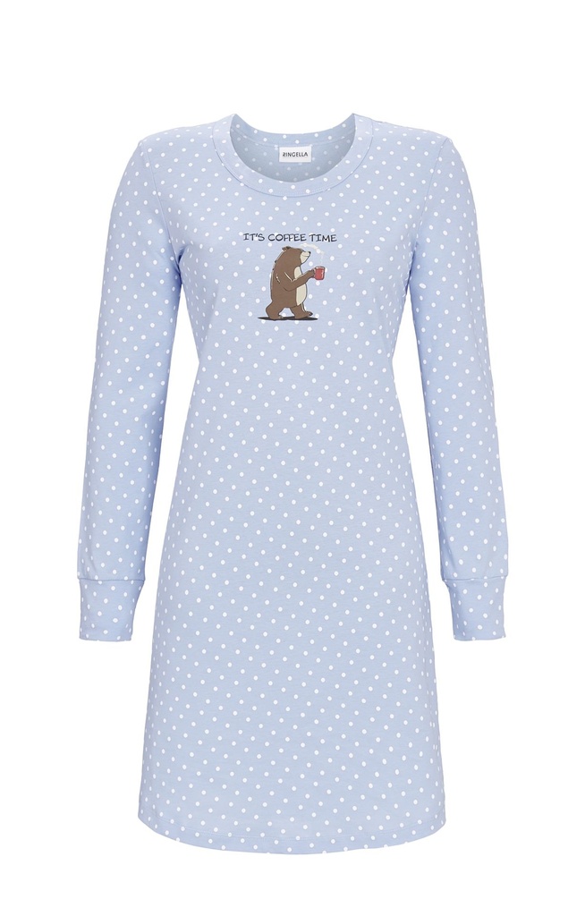Chemise de nuit 100% coton 95cm RINGELLA "It's Coffee Time" 4511032 - Bleu 235