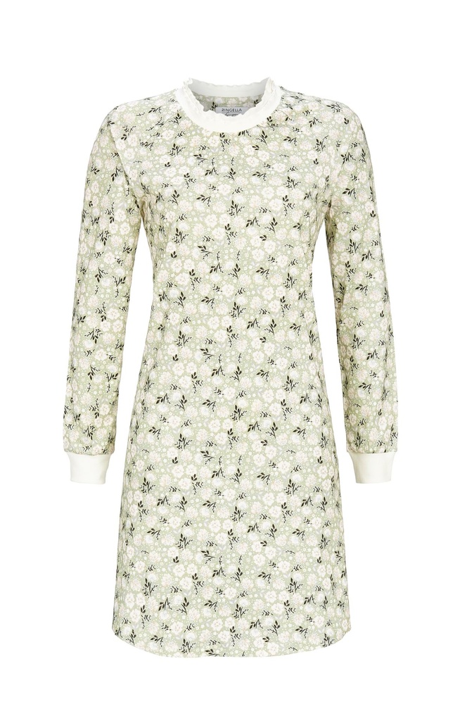 Chemise de nuit 100% coton 95cm RINGELLA "Fleurs d'hiver " 4561010 - Vert 565 (38)