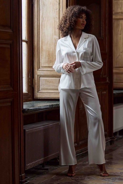 Pyjama en satin de soie MARJOLAINE "Vivianne" 4VIV5502 - Naturel 0074  (38)