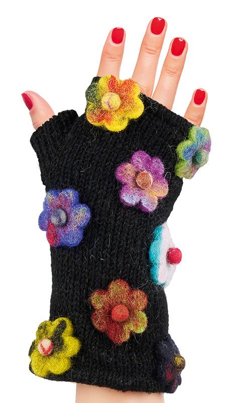 Mitaine 100%laine&100%coton CRONERT 40240 - Noir  Anthracite 2550