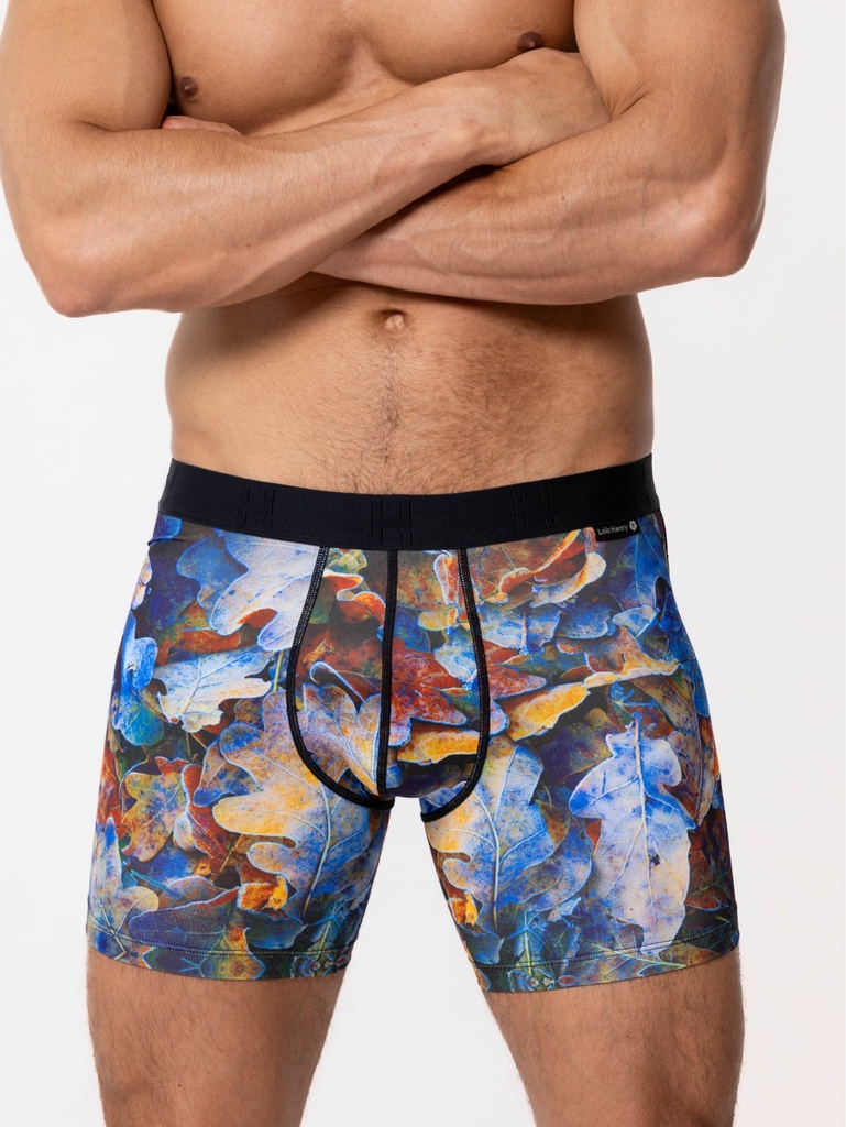 Boxer homme fantaisie microfibre avec maintien intérieur LOIC HENRY "Identity" KBI080X - Feuilles d'Automne 