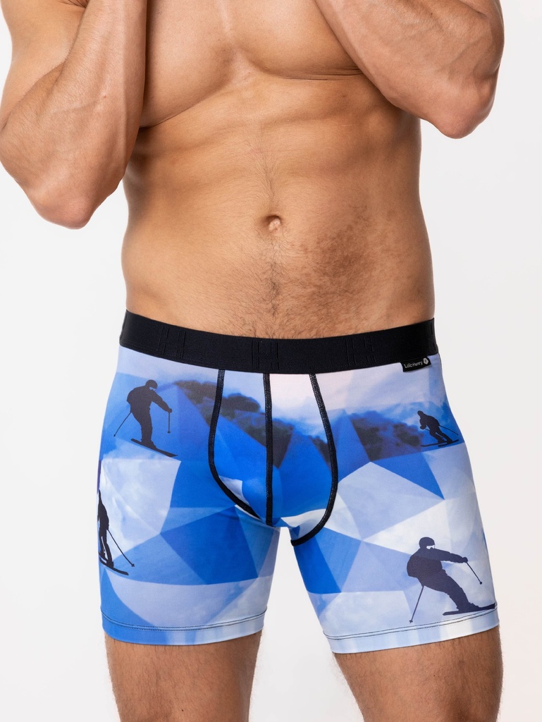Boxer homme fantaisie microfibre avec maintien intérieur LOIC HENRY "Identity" KBI094X - Ski Géometrique
