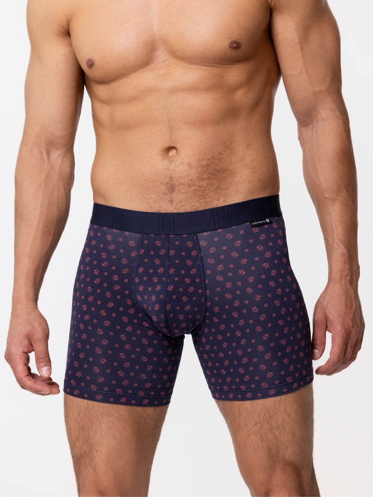 Boxer homme coton avec maintien intérieur LOIC HENRY "Every-D" KBD010H - Bleu Marine Imp Paisley