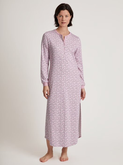 Chemise de nuit dame longues manches CALIDA "Midnight Flowers" 33256 - Fragrant Lilac 283 (XS)