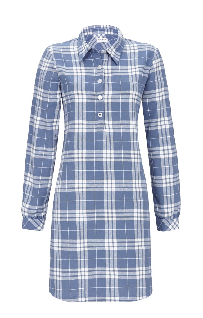 Chemise de nuit 100% coton flanelle 95cm RINGELLA "Sentiment d'hiver" 4517009 - Bleu Indigo 293