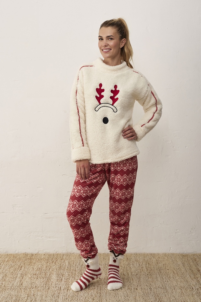 Pyjama polar PROMISE "Cerf Tête" N18972 - Off-white 9030