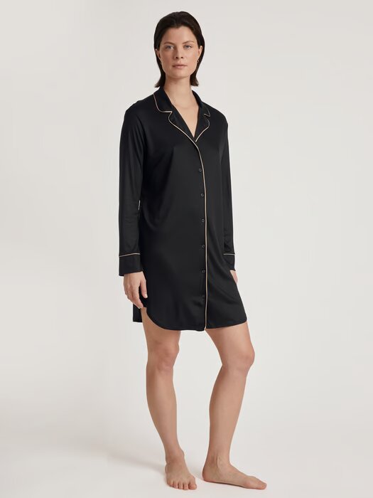 Chemise de nuit dame boutonnée en modal&soie CALIDA "Moonlight Dreams" 32855 - Noir 992 (S)