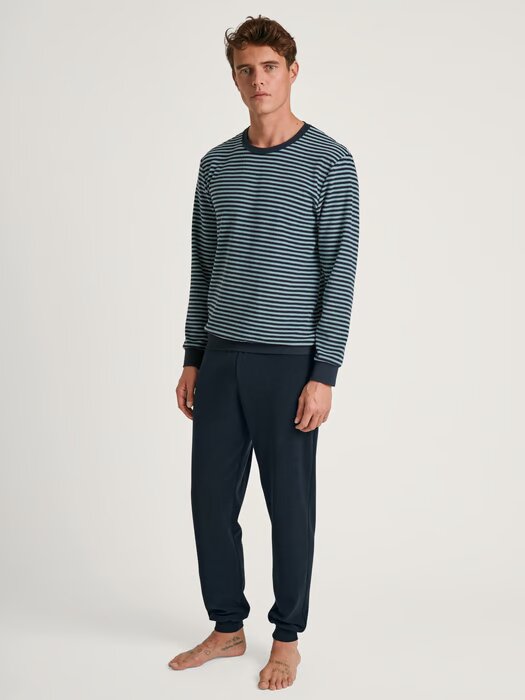 Pyjama homme long en éponge CALIDA "Relax Terry" 47887 - Blue Sati 473 (S)