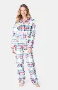 Pyjama long femme boutonné 100%coton pilou ARTHUR PPF - Blanc Carreau LOGAH24