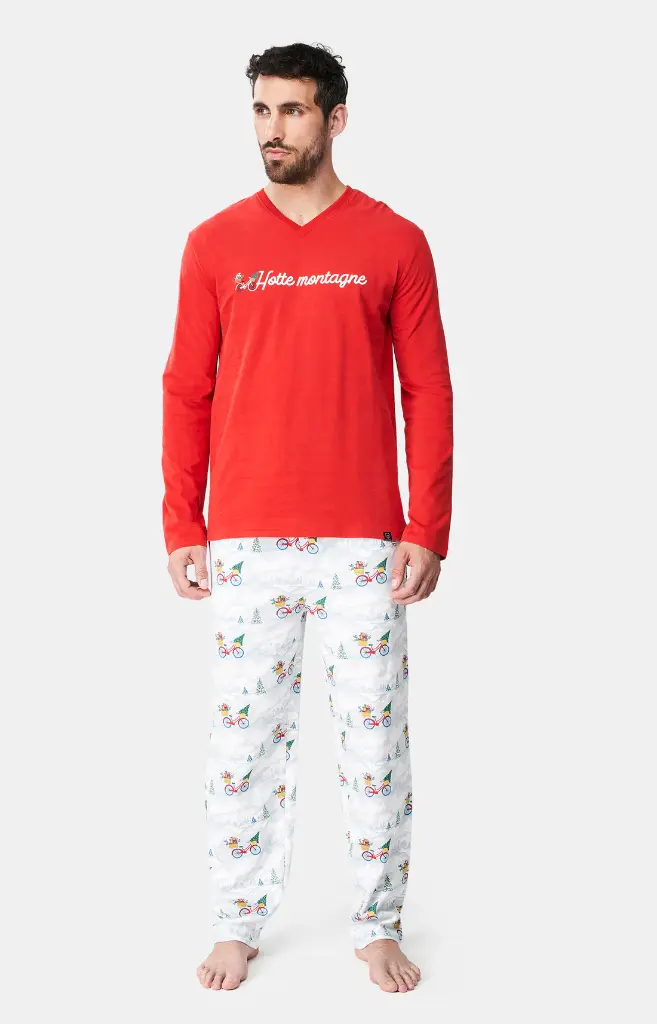 Pyjama long homme ARTHUR "Hotte Montagne" ZAC - Blanc NOELH24