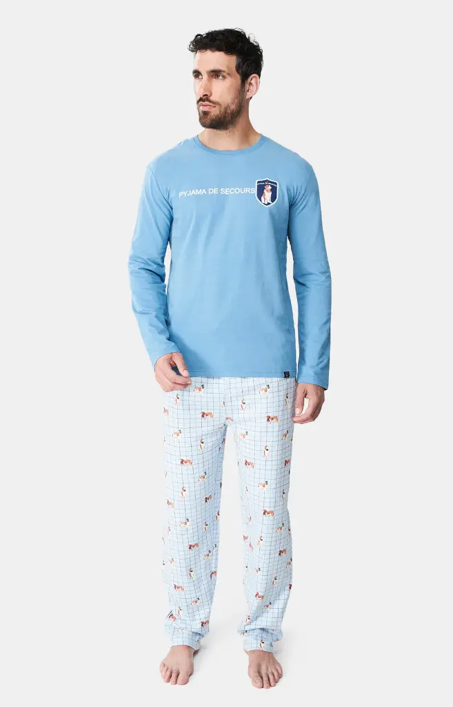 Pyjama long homme ARTHUR "Pyjama de Secours" ZAC - Blanc WOUFH24 (M)