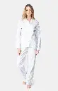 Pyjama long femme boutonné 100%coton pilou ARTHUR "Hiver" PPF - Blanc HIVEH24