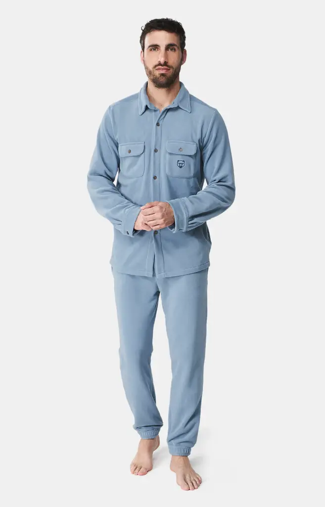 Pyjama tenue d'intérieur polaire ARTHUR "Polaire" PPO - Gris Bleu POLAH24