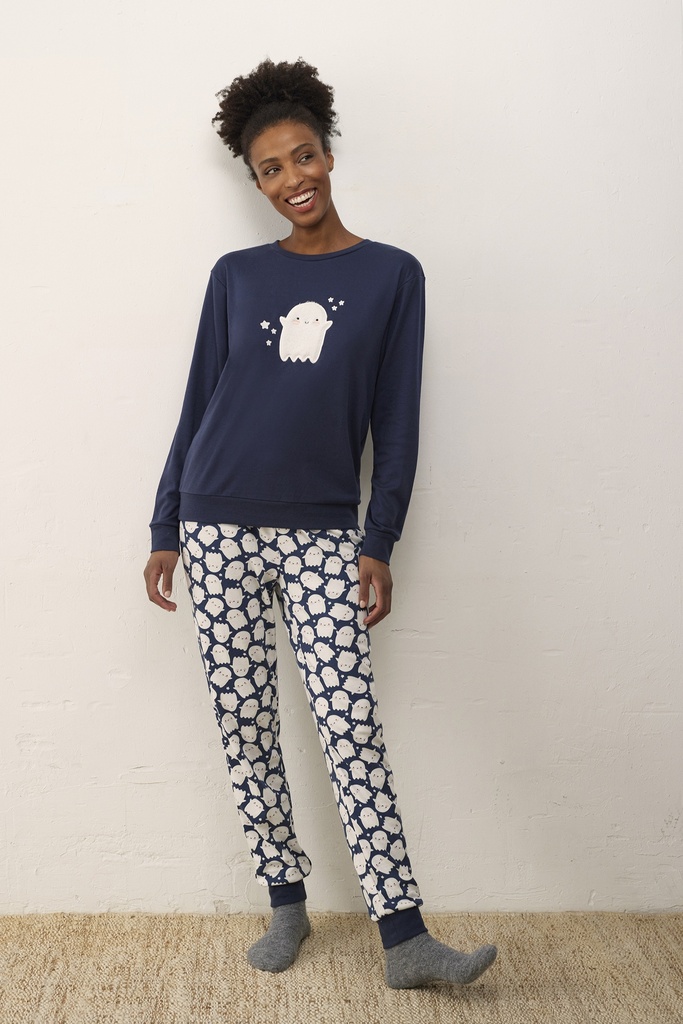 Pyjama chaud polar PROMISE "Fantôme" N18803 - Bleu Marine 020