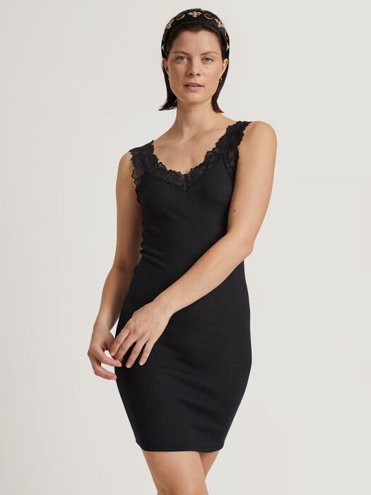 Sous-robe en dentelle laine&soie CALIDA "Silky Wool Joy" 17999 - Noir 996 (XS)