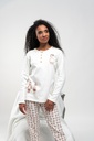 Pyjama long dame avec patte de boutonnage MIRA 8206MW - Beige imp Animaux