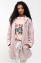 Peignoir veste à capuche et tirette femme MIRA 7030KW - Vieux Rose 02