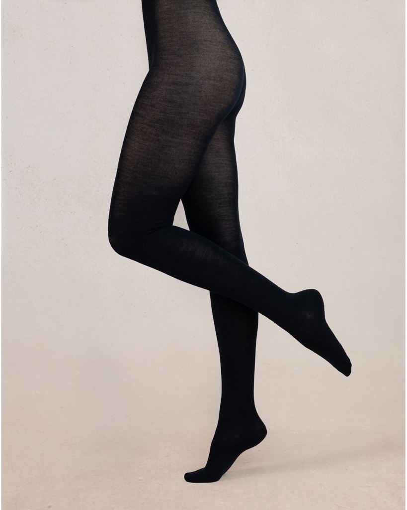 Collant Laine Fine Intérieur Coton BLEU FORET "Merino Wool Cotton Inside" FBM3214 - Marine G9Z