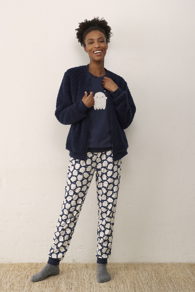 Veste à tirette polar PROMISE "Fantôme" N18803V - Bleu Marine 020