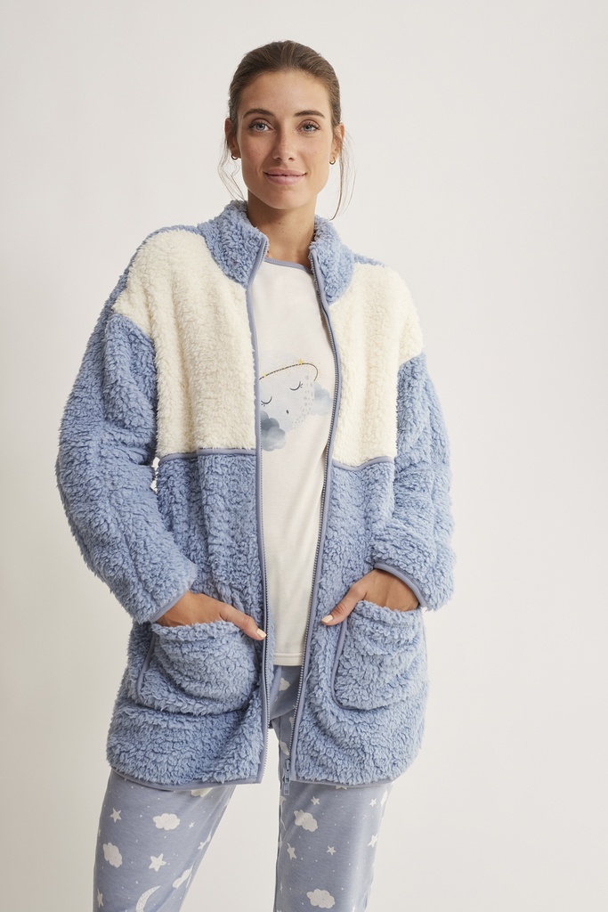 Veste polar à tirette PROMISE N17083V - Bleu ciel 9BK