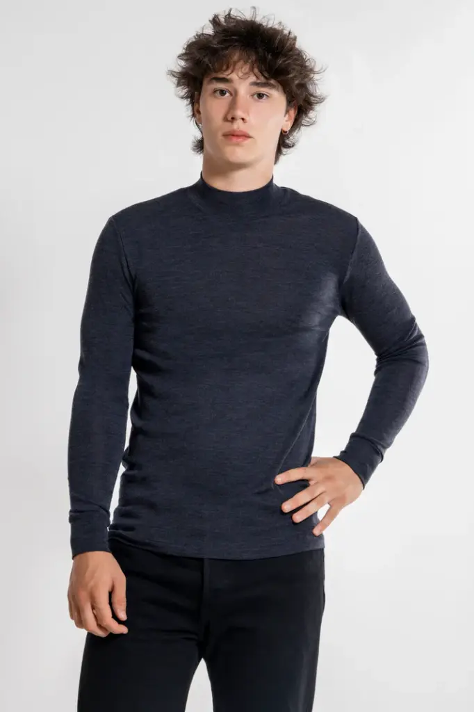 Pull homme col montant laine & soie OSCALITO 628 - Anthracite 223-3