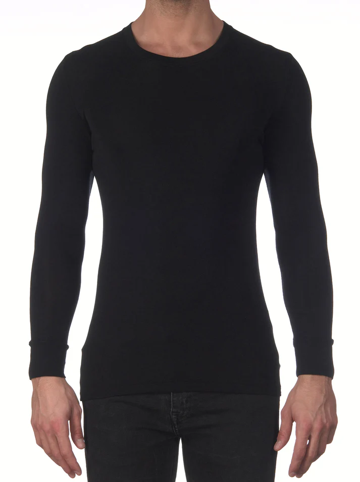 Sous pull homme col rond laine & soie OSCALITO 626 - Noir 020-7