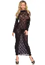 Longue robe transparente en dentelle avec motif noeud LEG AVENUE 86401 - Noir 001