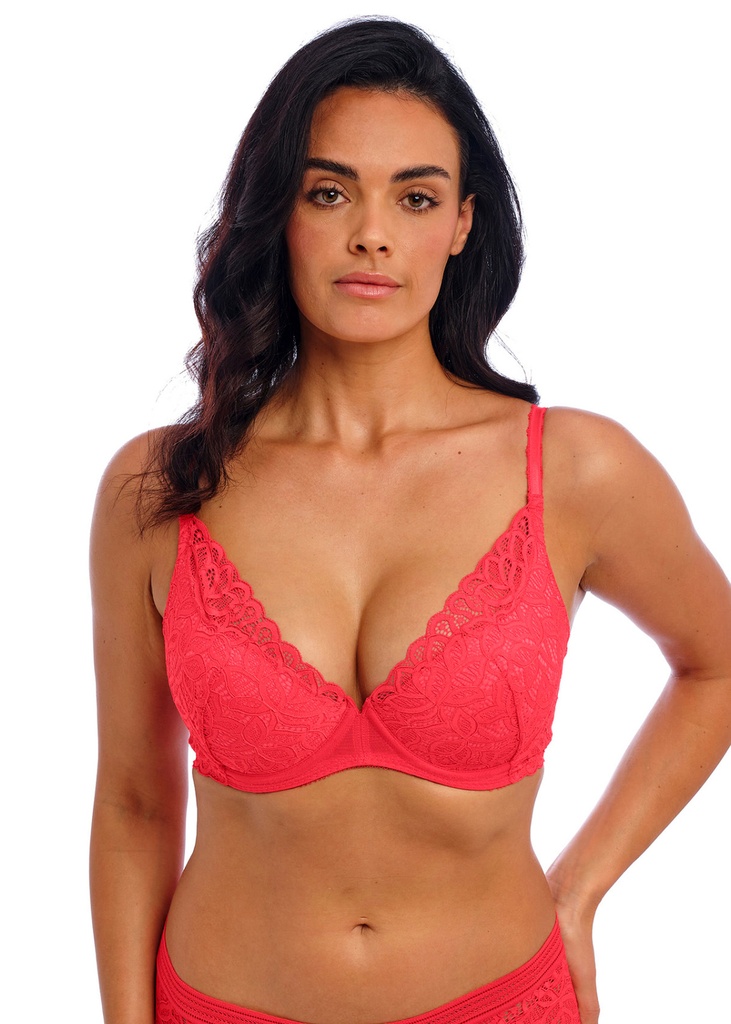 Soutien-gorge à coque rembourré plongeant push-up WACOAL "Raffine" WE148003 - Hibiscus HIS (80, A)