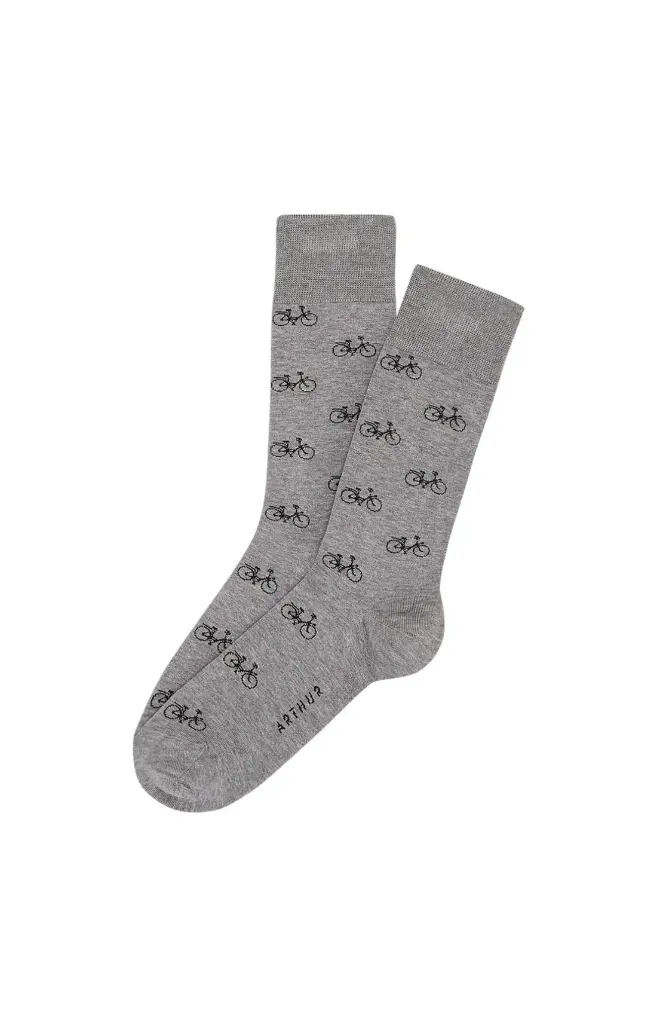 Chaussettes fantaisies homme TU ARTHUR FEC - Gris Fil d'Ecosse Brodée VELOE25