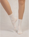 Chaussettes dame coton BLEU FORET "Ajourées Petits Losanges" FBU6533 - Ecru M2B