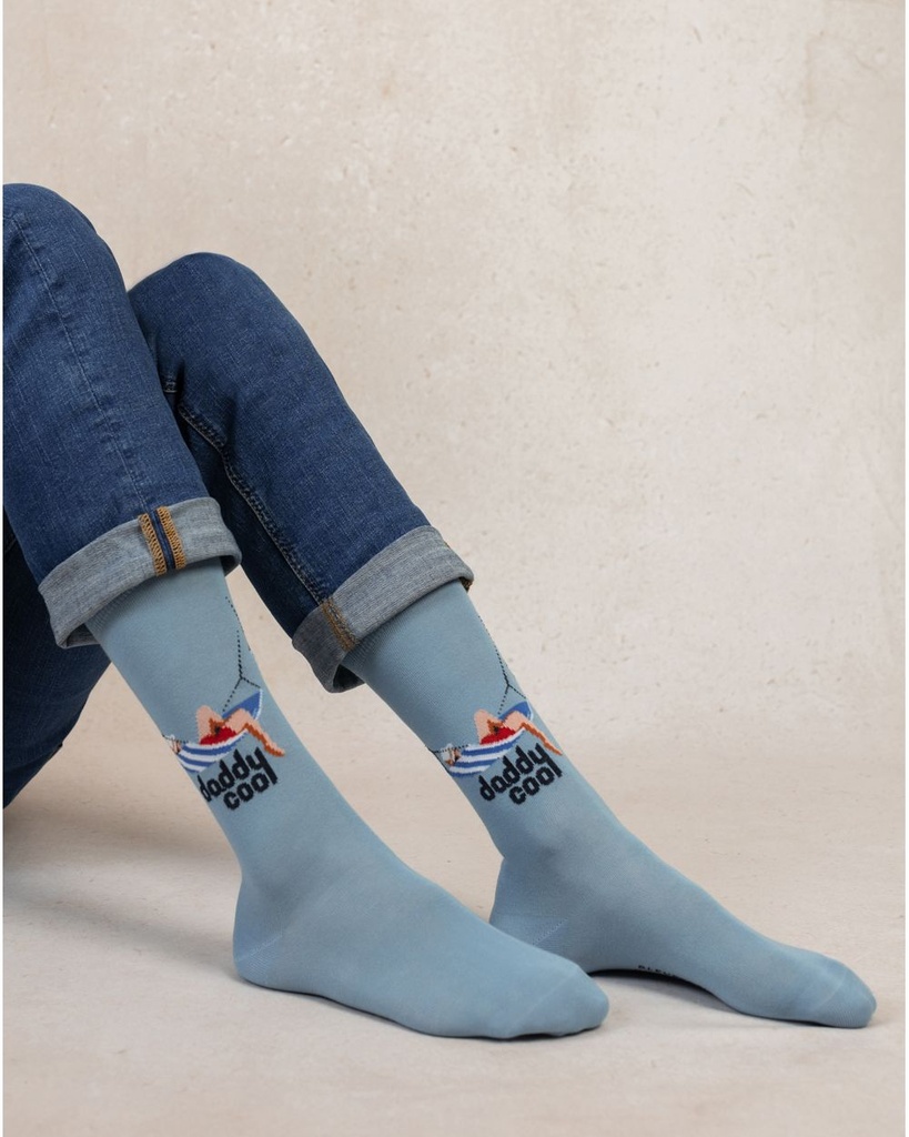 Chaussettes homme fantaisie BLEU FORET "Coton" 7086 - Bleu Clair Daddy Cool DB1