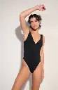 Maillot échancré et décolleté en V PAIN DE SUCRE "Yao 61" - Noir