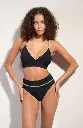 Bas de Bikini taille haute et biais lurex  PAIN DE SUCRE "Torio 61" - Noir Lurex