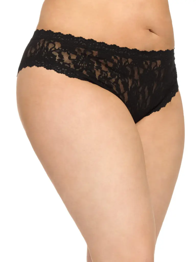 Culotte fendu en dentelle stretch HANKY PANKY "Plus Signature Lace" 482921X - Noir