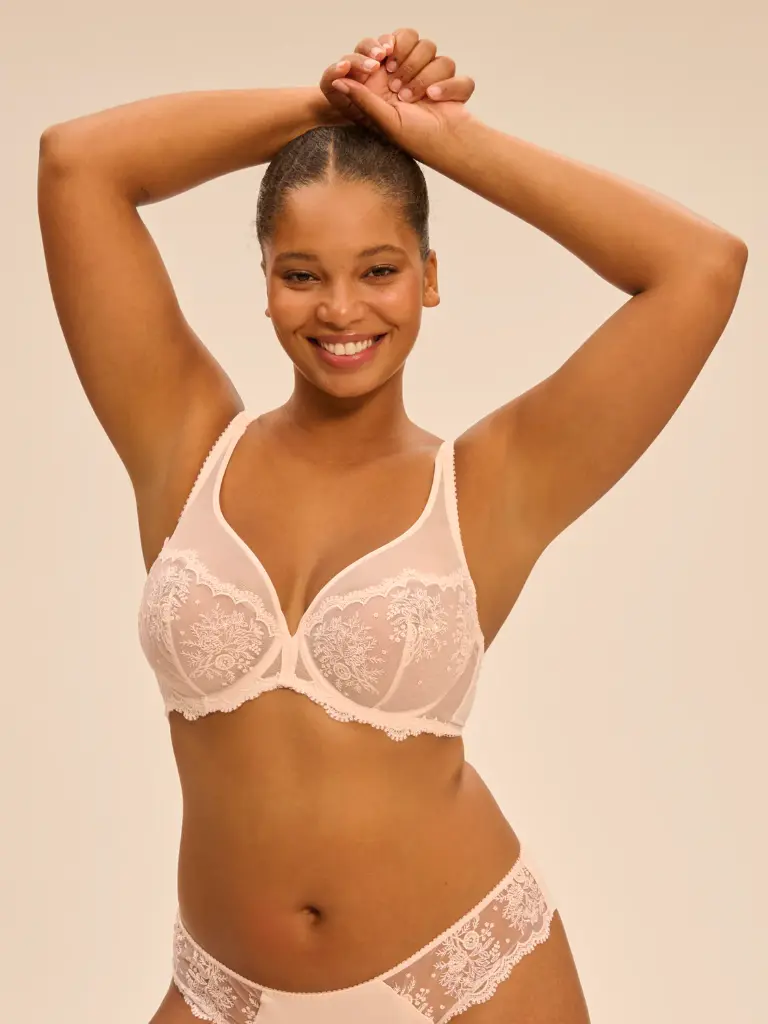 Soutien-gorge décolleté plongeant avec armatures SIMONE PERELE "Intrigue" 1E2319 - Rose Sakura 314