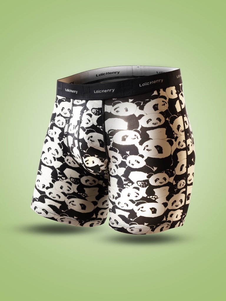 Boxer homme coton/tencel avec maintien intérieur LOIC HENRY "Graphic" KBB300N - Panda