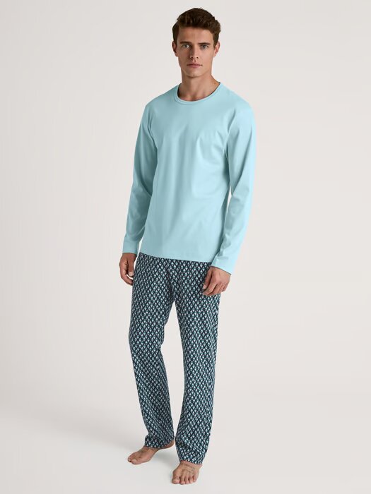 Pyjama long homme 100% coton CALIDA "Relax Streamline" 46382 - Aquamarine 46382