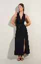 Longue robe en voile à nouer PAIN DE SUCRE "Rova 45" - Noir 