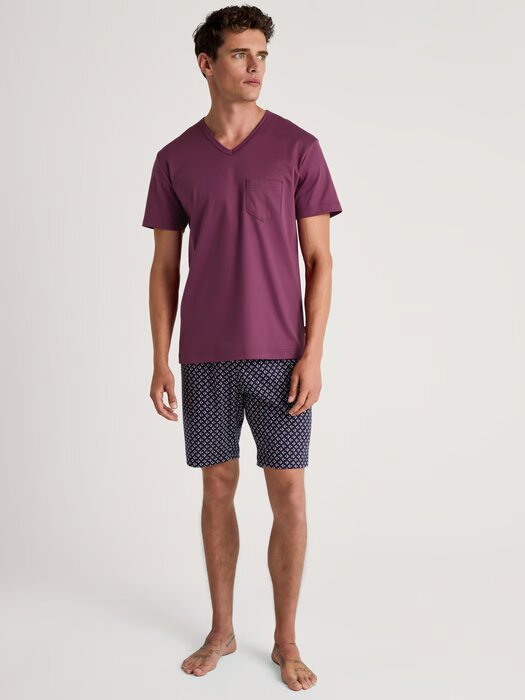 Pyjama short homme 100% coton CALIDA "Relax Streamline" 46182 - Mulberry 268