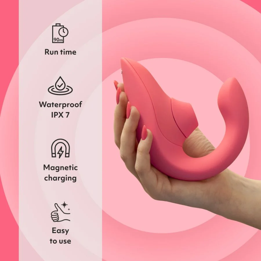 Stimulateur clitoridien à ondes de pression d'air et point G WOMANIZER "Blend" - Vibrant Rose