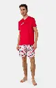 Pyjama short homme 100%coton bio ARTHUR "Branché" PAU - Rouge 2CVCE25