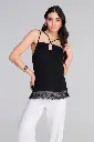 Top fines bretelles et dentelle 100% coton OSCALITO 7523 - Noir 020