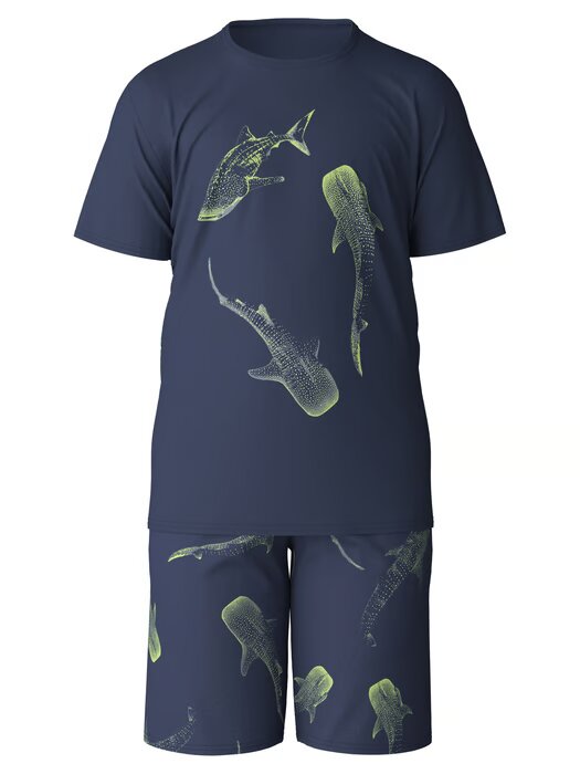 Pyjama short garçon 100% Coton CALIDA "Kids Shark" 57873 - Peacoat Blue 488 (140)