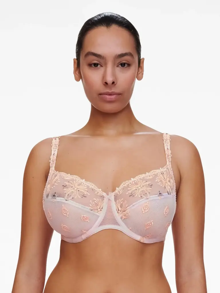 Soutien-gorge avec armatures en 3 parties enveloppant CHANTELLE "Champs Elysées" C26010 - Rose Nymphéa Multico A30