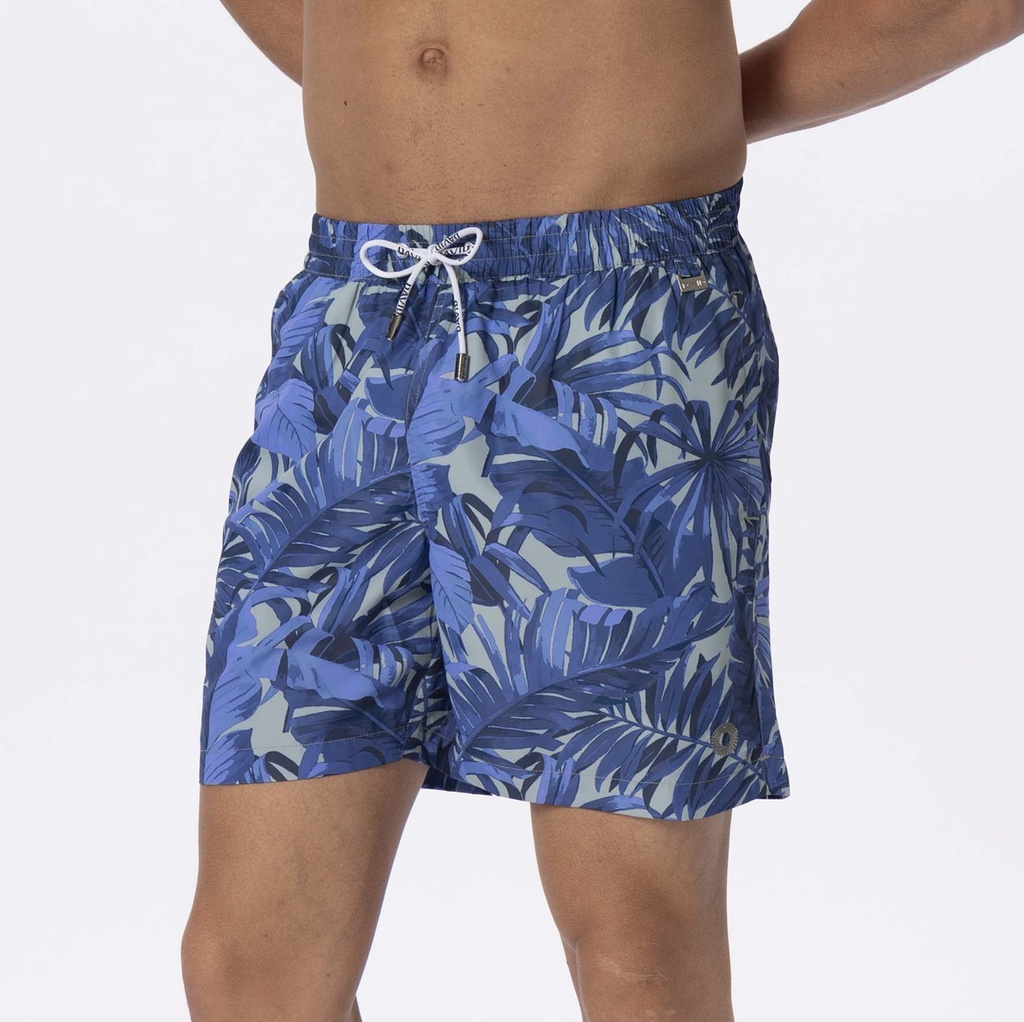 Short de bain avec maintien intégré DAVID MAN "Storme Blue" DM25-019 - Bleu Multicolor MLT
