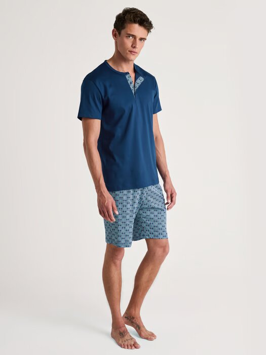 Pyjama short homme 100% coton CALIDA "Relax Streamline" 46282 - Pottery Blue 435