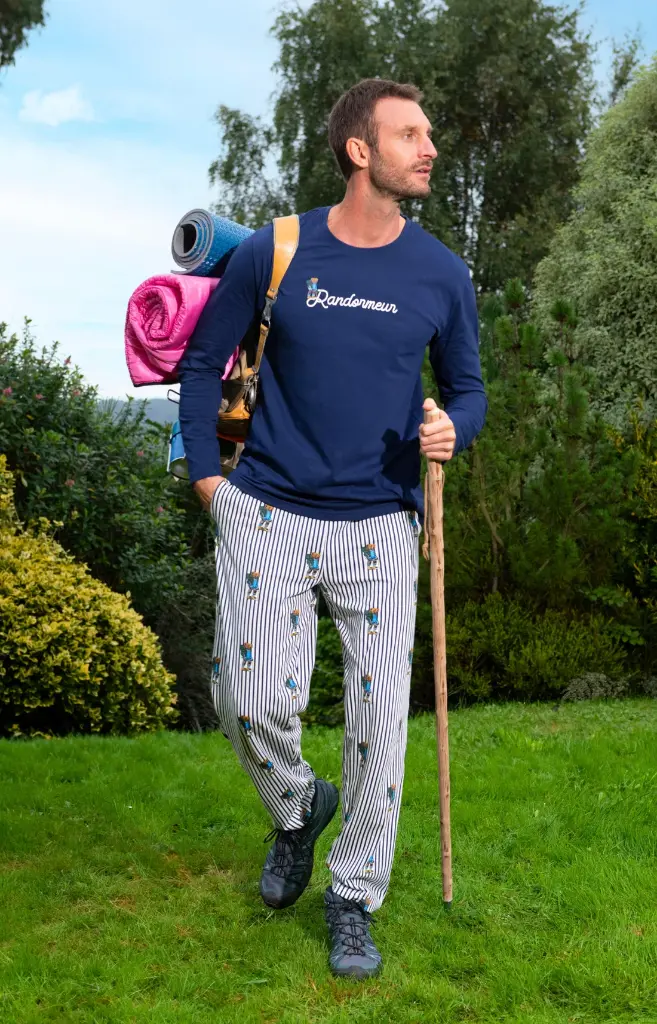 Pyjama long homme 100% coton bio ARTHUR "Randormeur" ULY - Marine RANDE25